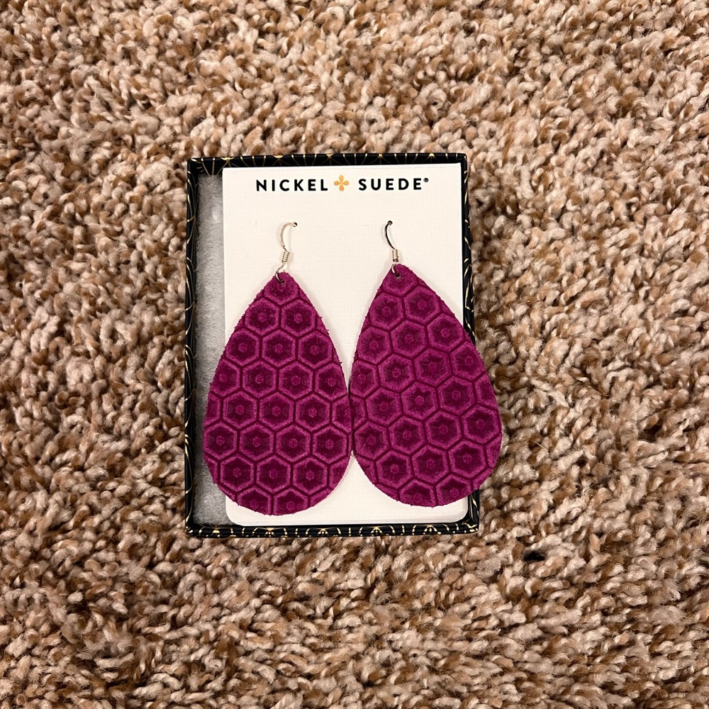 Nickel & Suede Orchid Blossom Earrings
